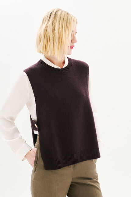 Poncho hevy marron foncé femme