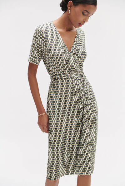 Robe willy à motif graphique vert kaki femme