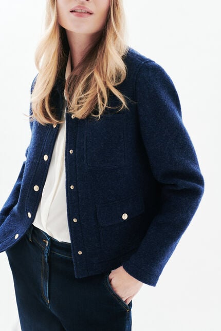 Jacket vminatalaine 100% wool navy blue woman
