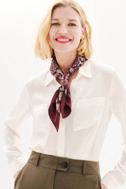 Foulard Lesnake 100% soie bordeaux femme