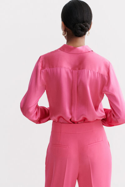 chemise jeanne b en soie rose fushia femme