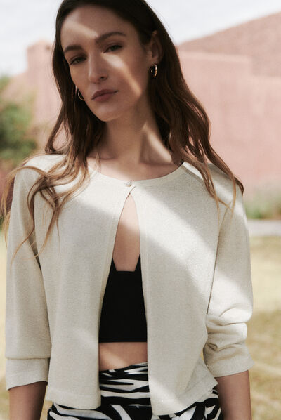 Bolero Helena de algodón de lúrex oro mujer