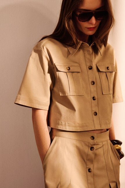 Camisa Cleo2 taupe mulher