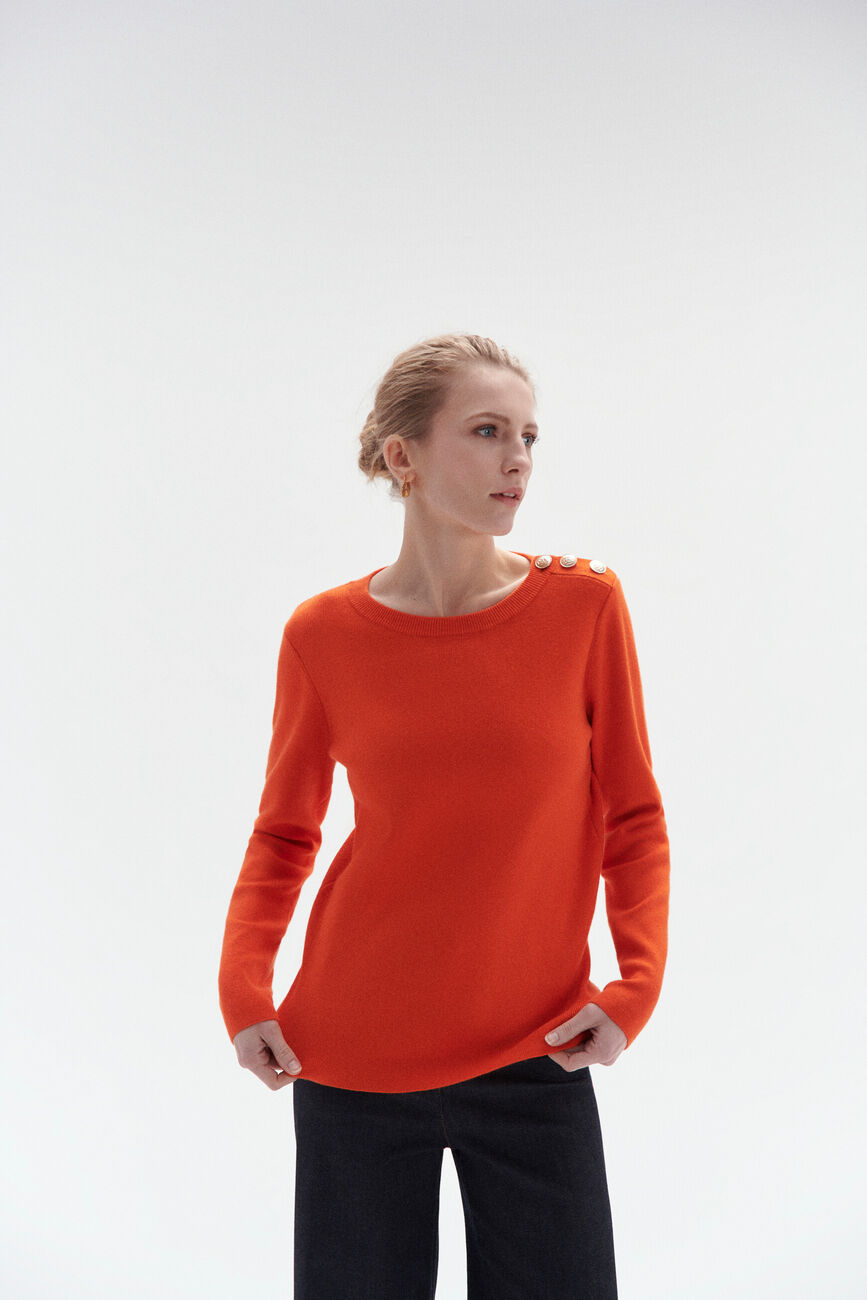 Streifenpullover Aurelie orange damen