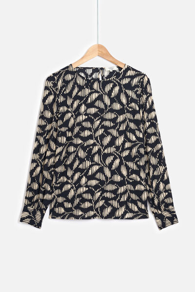 Blusa Lena a motivi nero donna