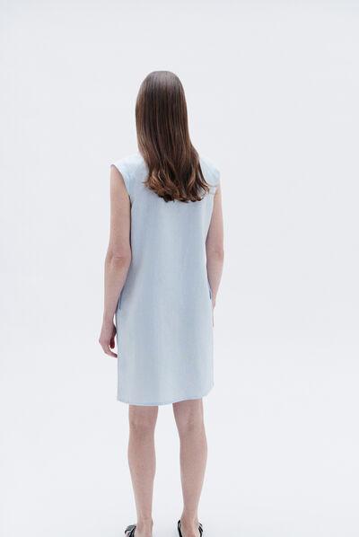 Vestido Pamela 100 % lino azul celeste mujer