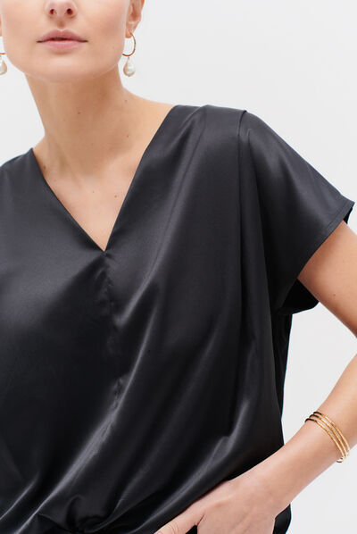 Top victor satinato nero donna