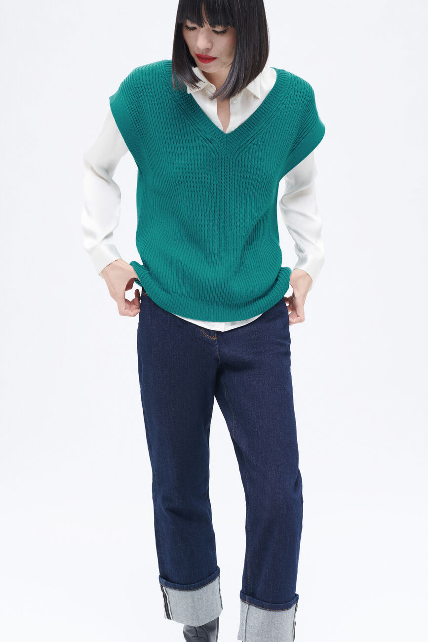 Pull mcurt bleu turquoise femme