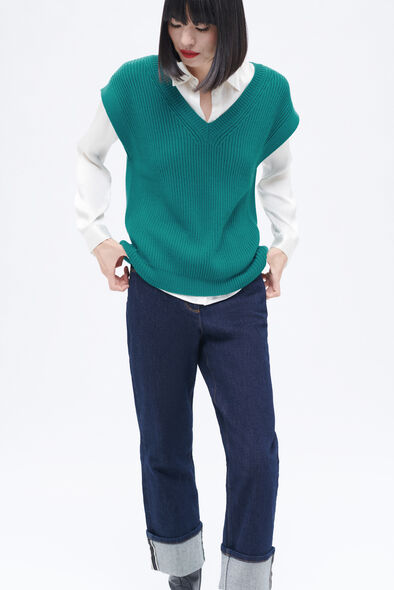 Pull mcurt bleu turquoise femme