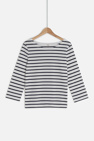 T-shirt trifine bleu marine femme