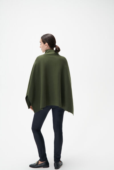 Poncho helvira vert kaki femme