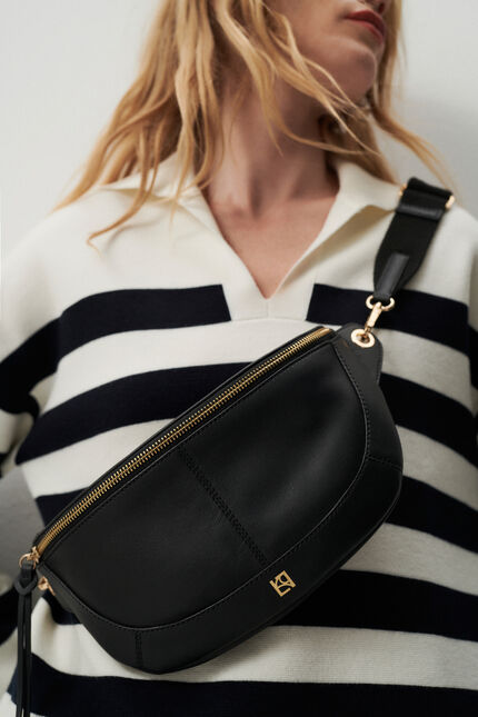 Banane savana en cuir naturel noir femme