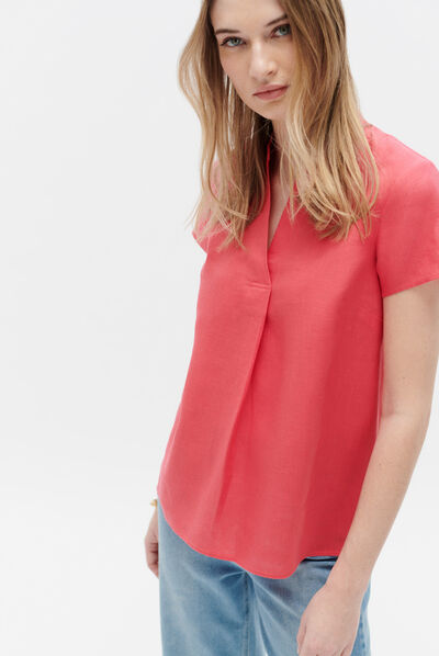 Blusa Kat 100% linho rosa mulher
