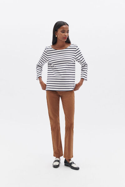 T-shirt trifine bleu marine femme
