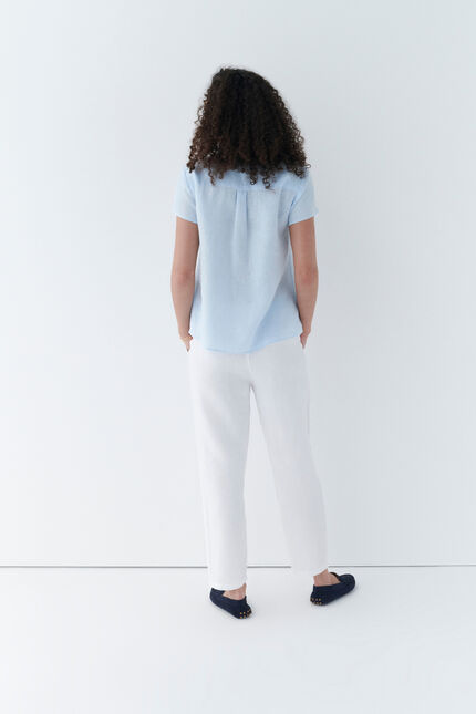 blouse kat 100% lin bleu ciel femme