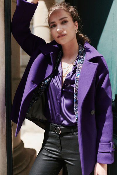 manteau nicco prune femme