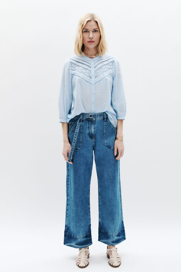 Camisa Cbonnie azul céu mulher