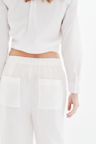 Pantalon pandi 100% lin blanc femme