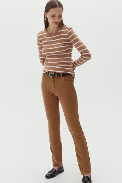 pantalon chicago velours camel femme