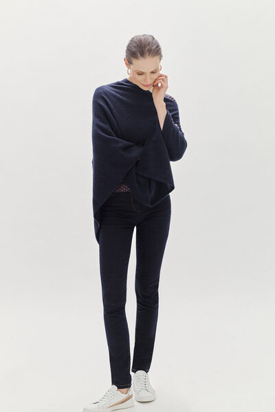 poncho baltimore 100% cachemire bleu marine femme