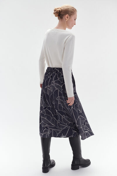 Jupe malo boutonnée bleu marine femme