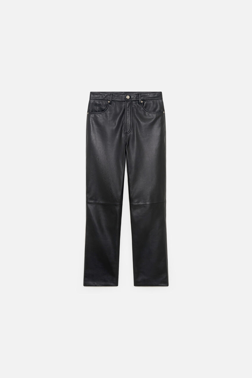 Pantalon Parmy en cuir noir femme