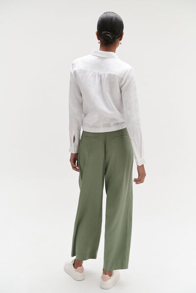 Pantaloni Romsey ampi verde cachi donna
