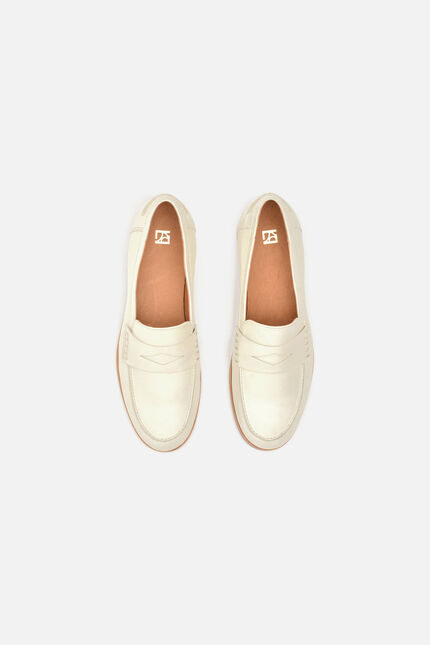 Mocassins Emi en cuir naturel creme femme