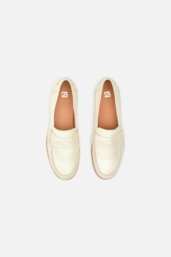 Mocassins Emi en cuir naturel creme femme