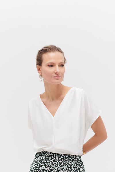 Top Victor satinado marfil mujer