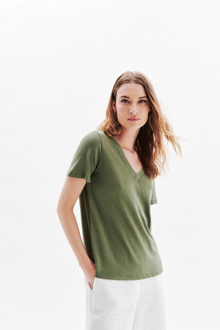 Camiseta jin verde caqui mujer