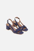 Amaryllis natural leather sandals navy blue woman