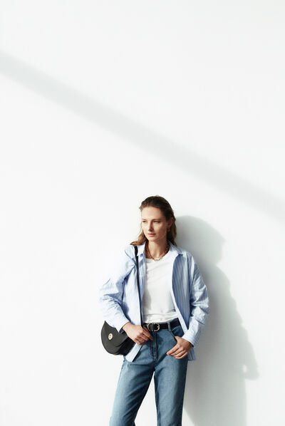 chemisier claude rayure denim baby bleu femme