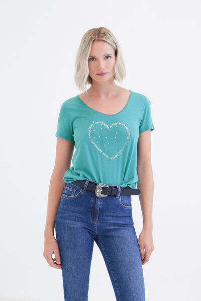 T-shirt Janice Toutes à l'école turchese donna