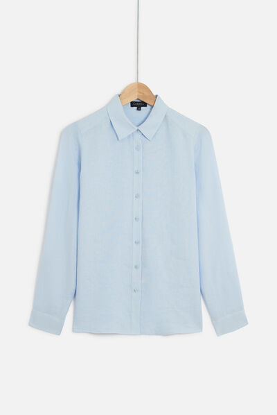 Camisa Brenda 100 % lino azul celeste mujer