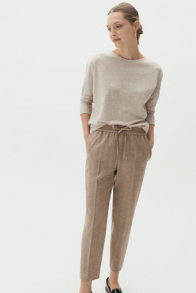 gestreepte broek danny beige vrouw