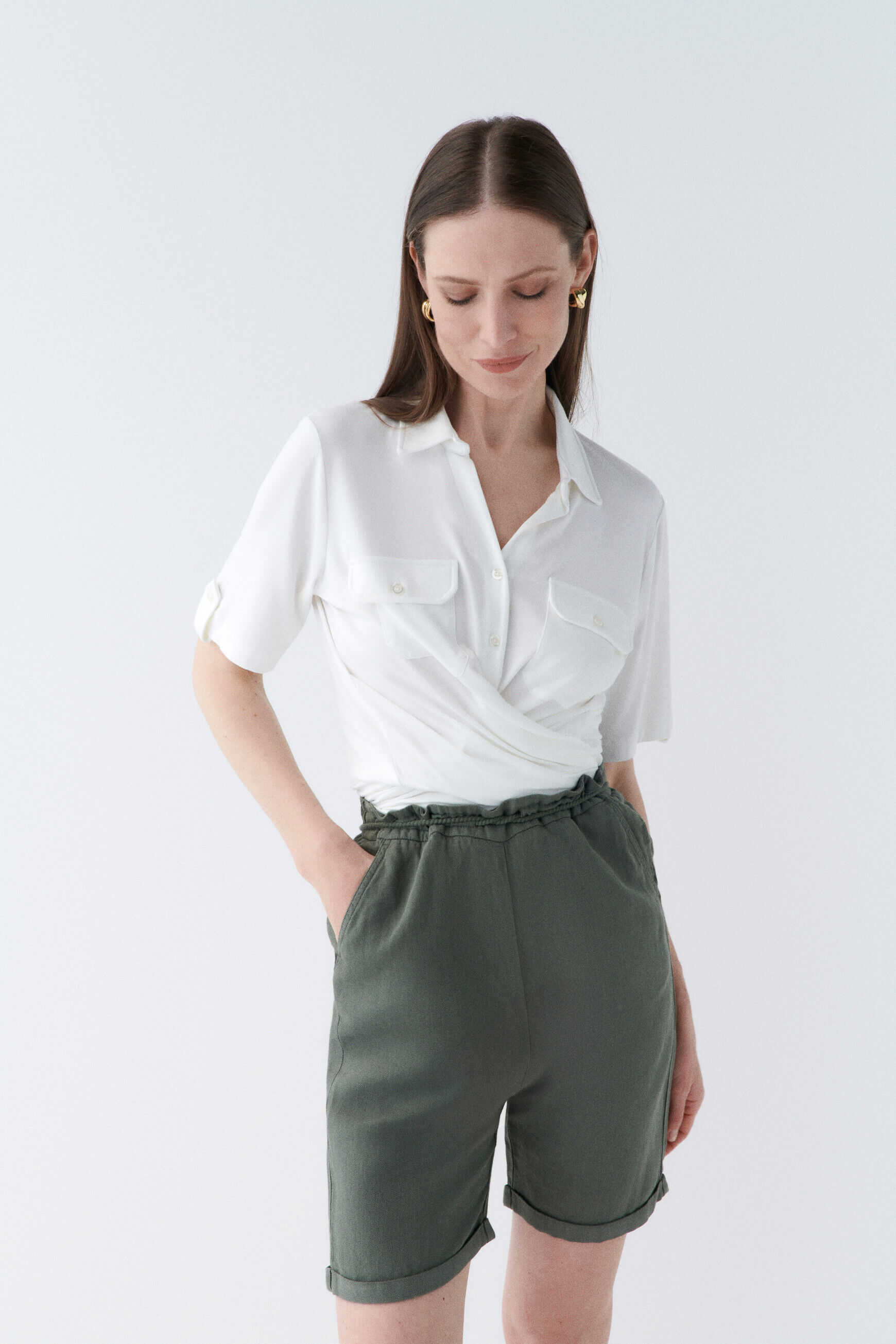 Short seracruz vert kaki femme