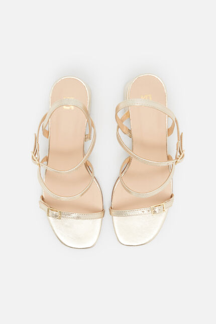 Sandalias Elodie2 de cuero natural color oro mujer