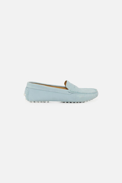 Mocassins stolima 100% cuir bleu ciel femme