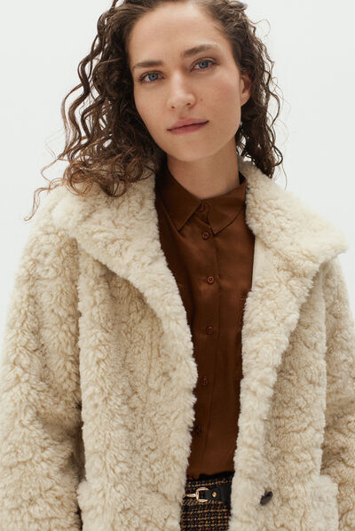 manteau agrid ivoire femme