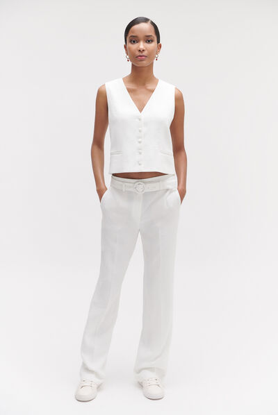 Pantalón Cylien marfil mujer