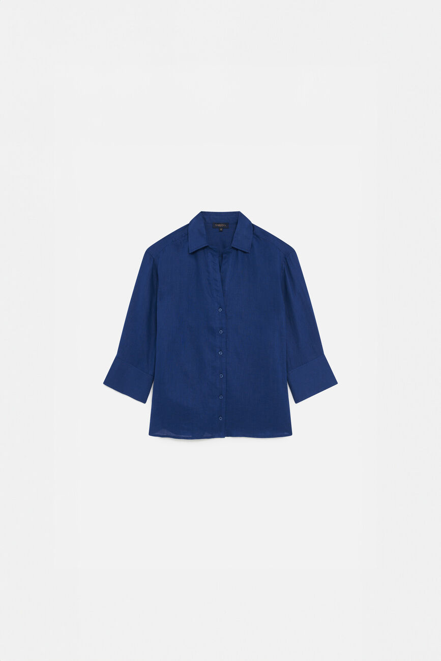 Camisa coraline 100% linho azul-marinho mulher