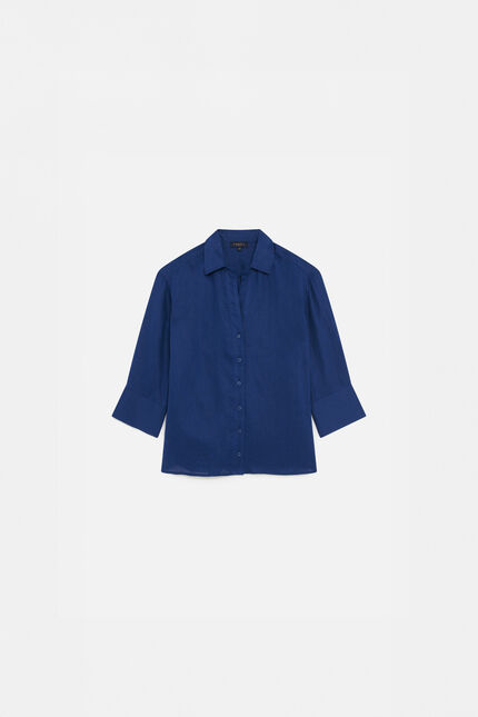 Hemdbluse Coraline 100% Leinen marineblau damen