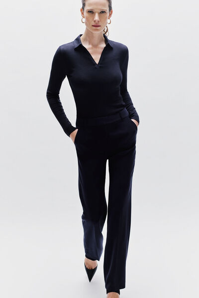 pantalon marius bleu marine femme