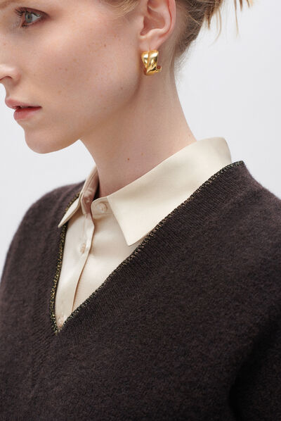 Pull mazarine marron fonce femme