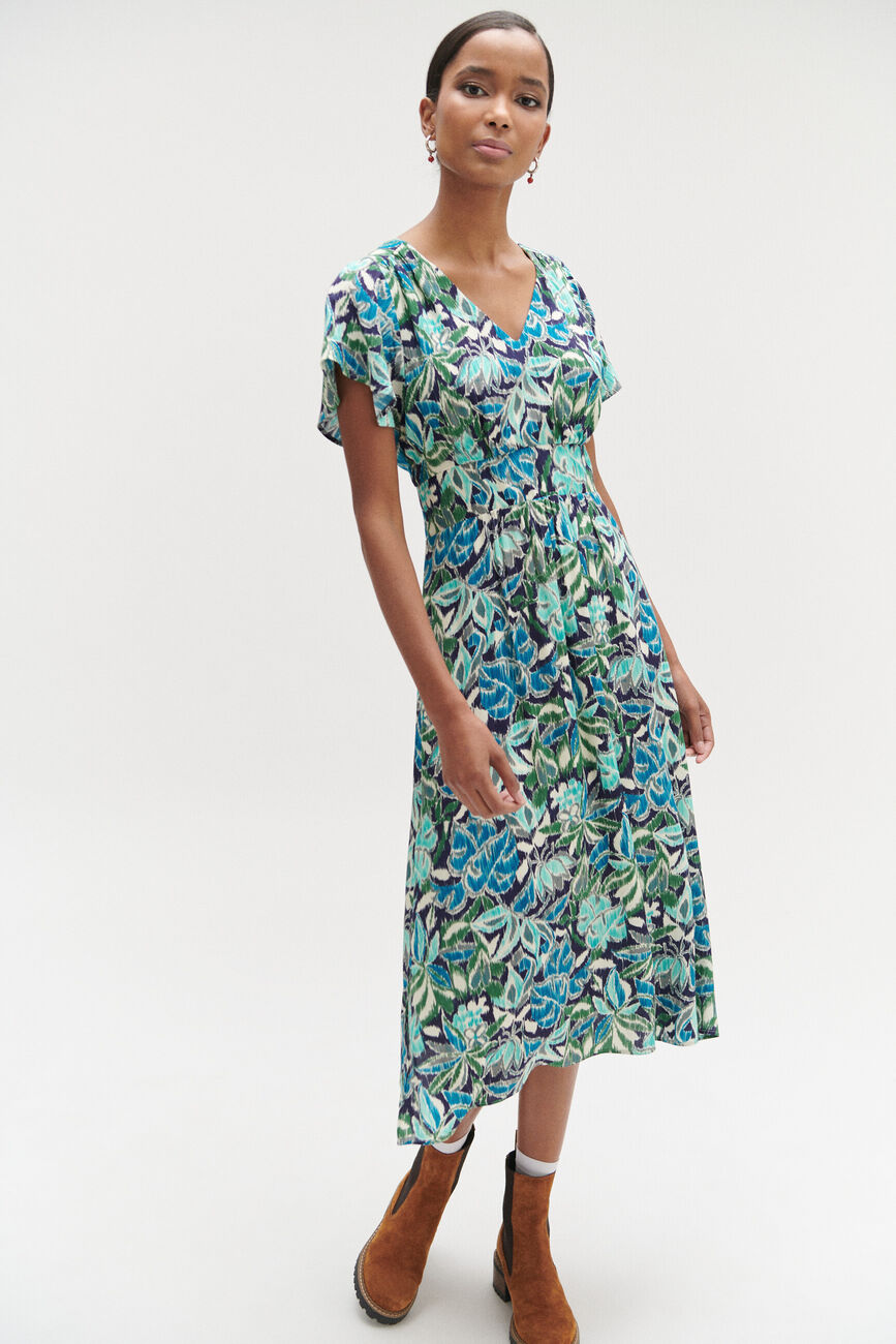 Robe carolina fleurie bleu femme
