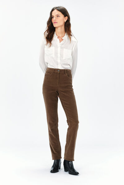 Fluwelen broek Chicago taupe vrouw