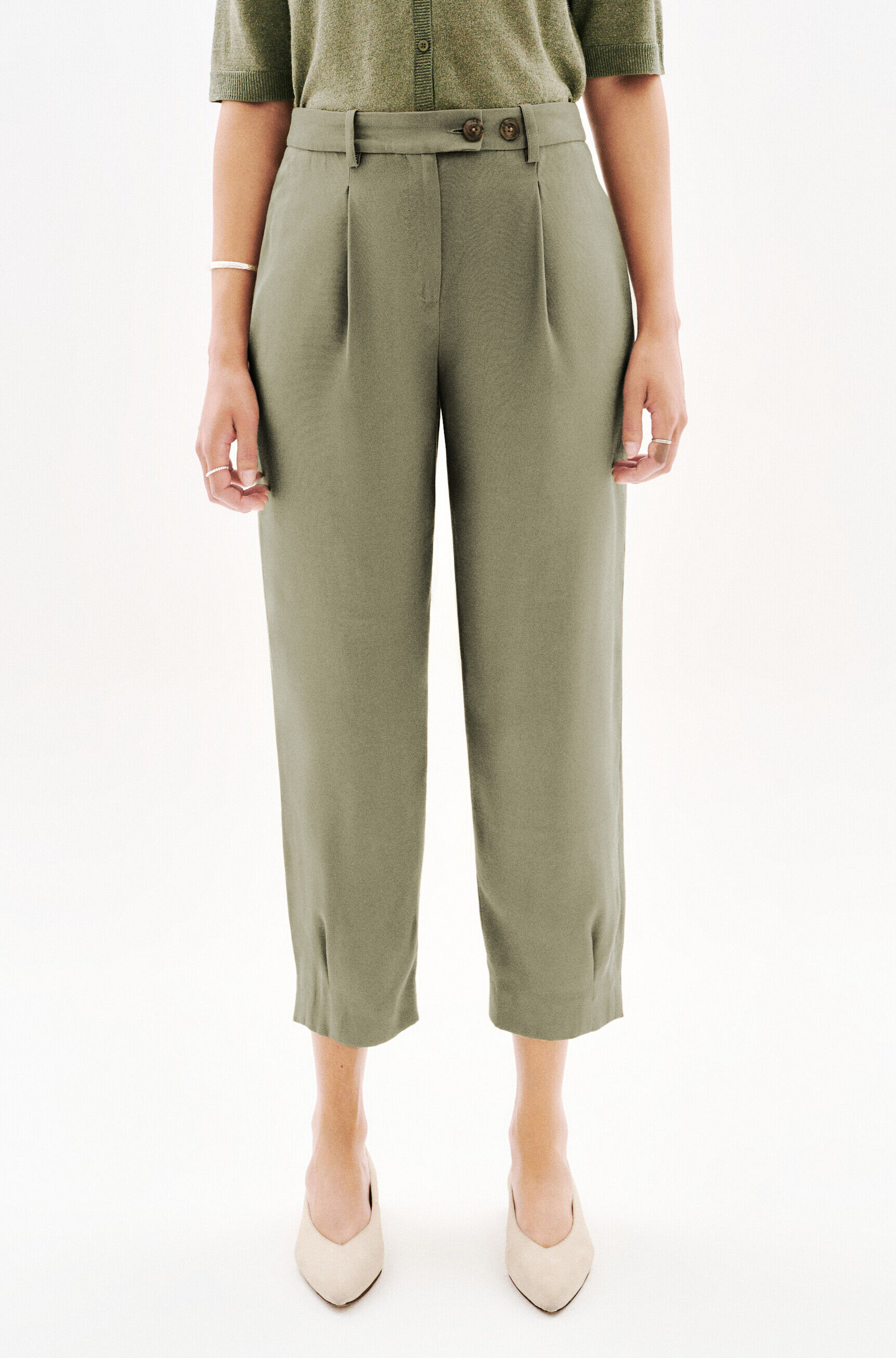 Pantalon Pvicky vert kaki femme