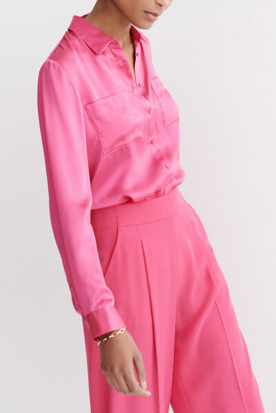 chemise jeanne b en soie rose fushia femme
