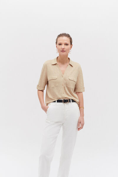 chemise estela 100% lin beige femme
